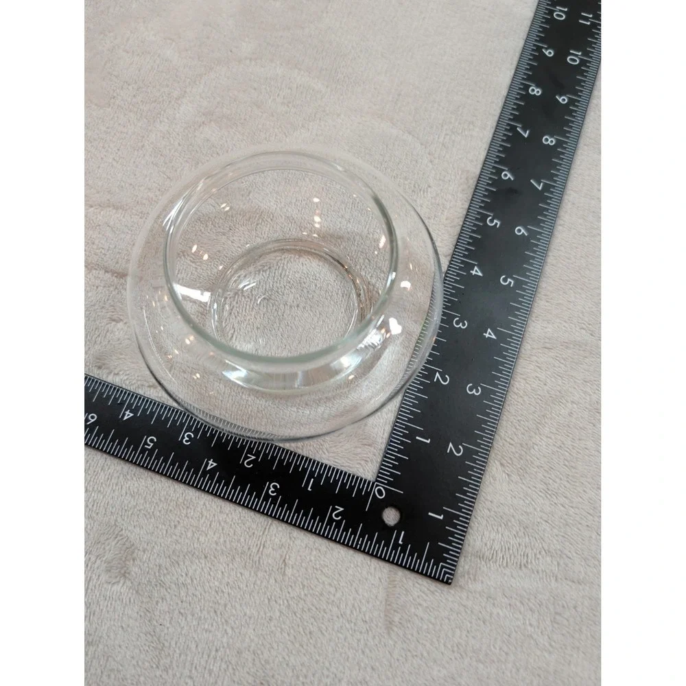 Small Clear Glass Round‎ Bulbous Bowl Terrarium Candle Holder 4 Inch Wide